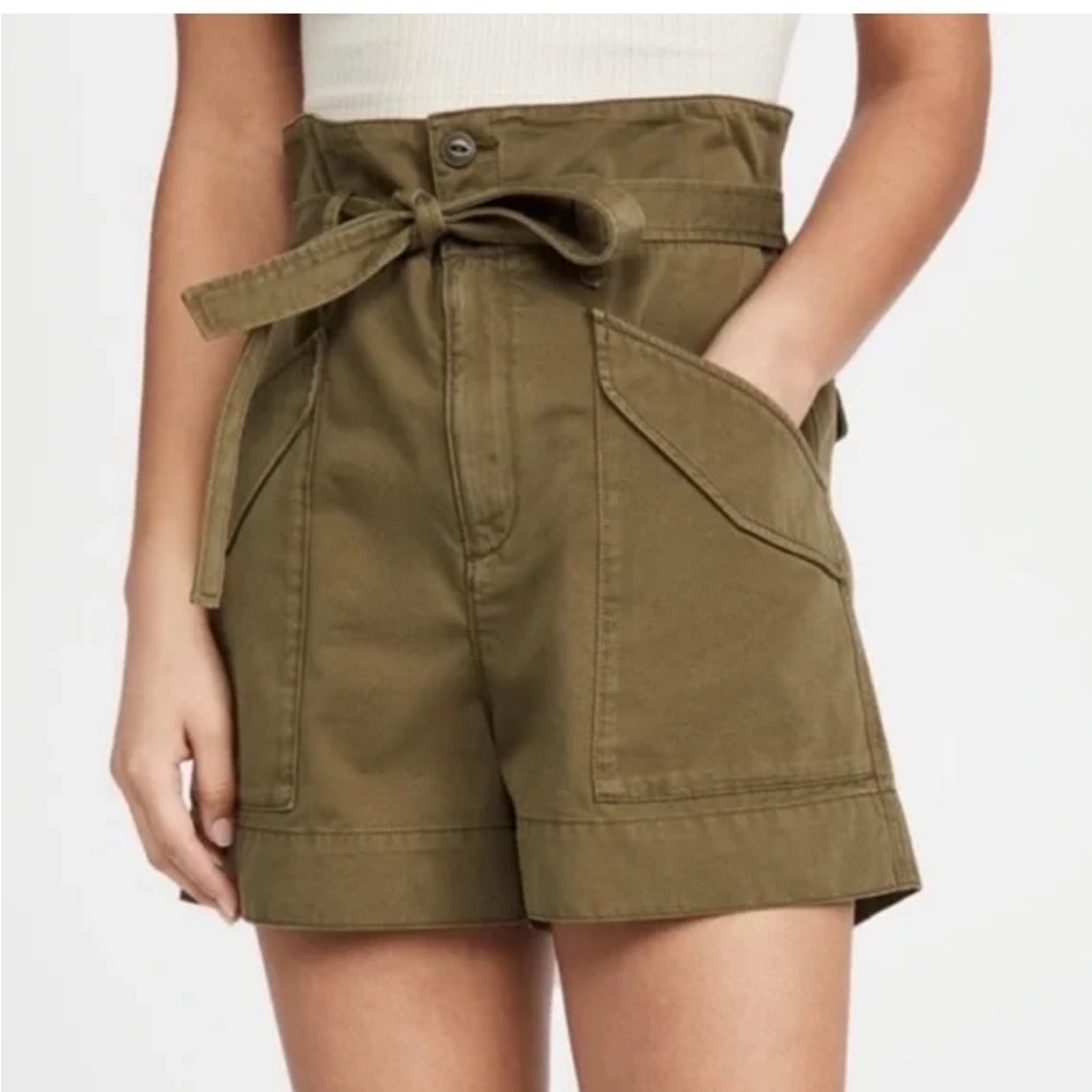 NEW Rag & Bone Field Cargo High Waist Tie Army Green Military Shorts